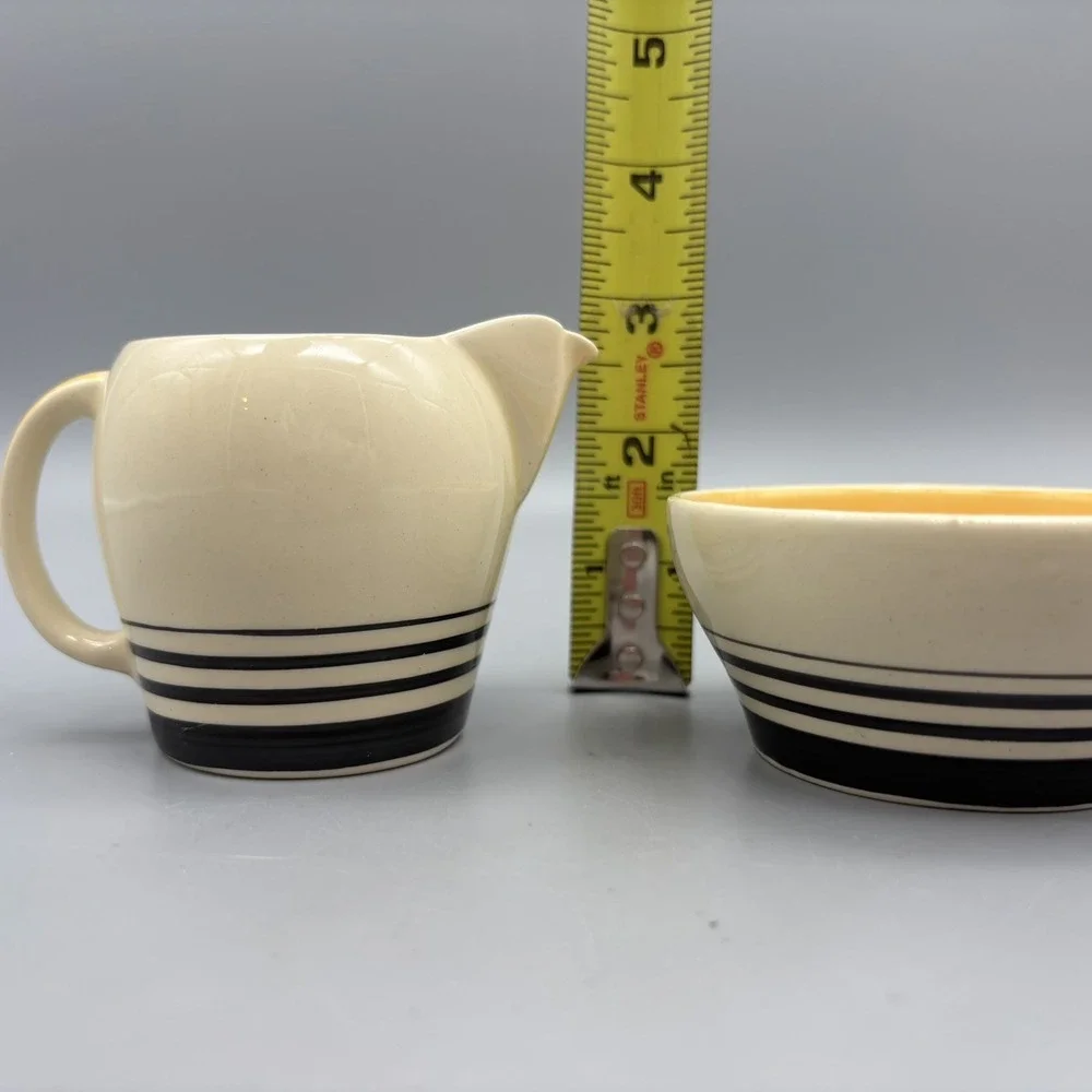 Susie Cooper Kestrel Yellow Tango Creamer And Open Sugar 1930's Vintage Art Deco